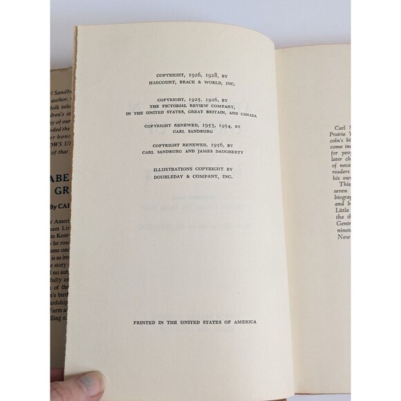 Abe Lincoln Grows Up by Carl Sandburg 1956 Junior Deluxe Edition Illustrated HC‎ - Picture 8 of 9